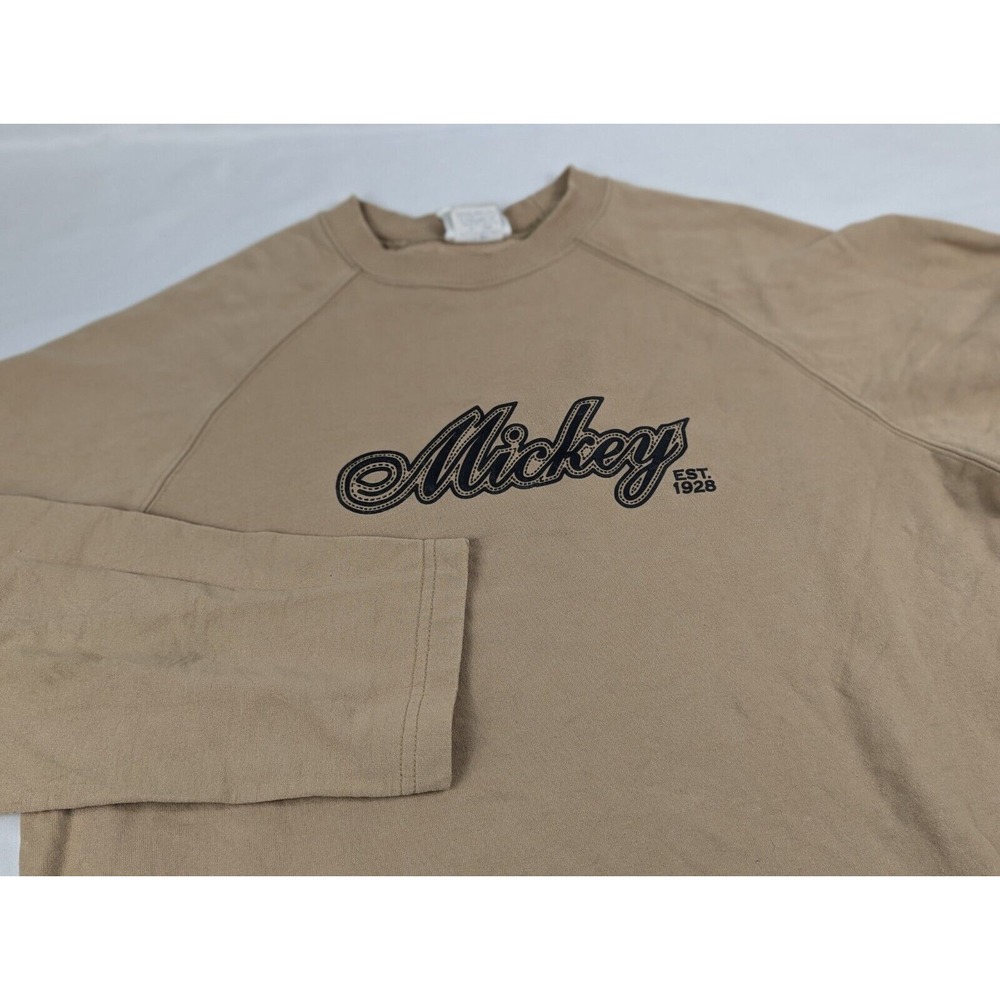 Mickey Mouse Crewneck Size XL Y2K Sweatshirt Disney Minimalist Brown Spell Out - Picture 3 of 7
